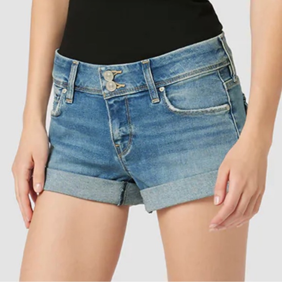 Hudson Crowley Mid Rise Cuffed Jean Shorts - Picture 2 of 9